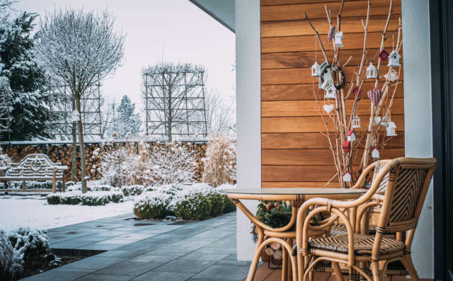 Jardin terrasse en hiver